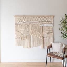 Bedroom Macrame Wall Hanging, Unique Hanging Art, Scandinavian Art Tapestry, Above Headboard Decoration, Large Woven - thumbnail 1