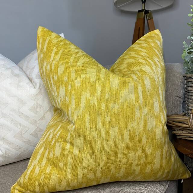Handmade Sulphur Yellow Cushion Cover Modern Abstract Pillow - image 1