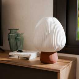 Terrabloom Table Lamp Modern Mushroom Ribbed Ambient Bedside Light Contemporary Japandi 3D Printed Home Decor