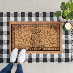 stained Glass Dog Doormat - Welcome Coir Rug For Pet Lovers - thumbnail 2