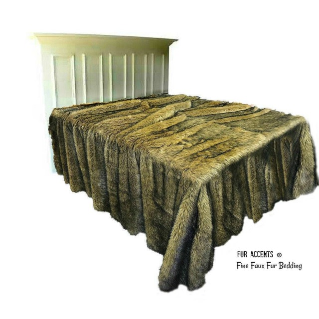 Plush Faux Fur Bedspread - Coyote Shag, Handmade in Usa - image 1
