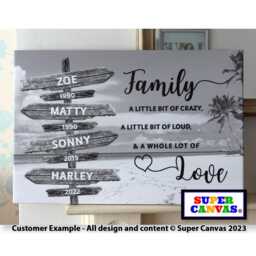 Family Street Sign Post Personalised Custom Names Beach Picture Frame Wall Art Framed Canvas Print Birthday Wedding Mothers Day Gift - thumbnail 1