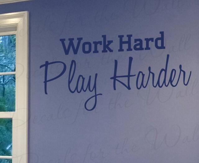 Work Hard Play Harder Inspirational Motivational Kid Sports Vinyl Lettering Quote Large Wall Decal Art Sticker Decoration Saying Decor I03 - image 1