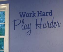 Work Hard Play Harder Inspirational Motivational Kid Sports Vinyl Lettering Quote Large Wall Decal Art Sticker Decoration Saying Decor I03 - thumbnail 1