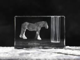 Shire Horse , Crystal Pen Holder With Horse, Souvenir, Decoration, Limited Edition, Collection - thumbnail 1