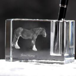 Shire Horse , Crystal Pen Holder With Horse, Souvenir, Decoration, Limited Edition, Collection - thumbnail 2