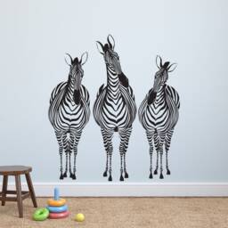 Zebra Wall Decals - Set Of 3, Safari Nursery Decor P183 - thumbnail 1