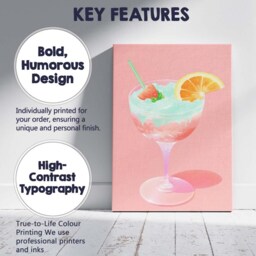 Pastel Tropical Citrus Cocktail Watercolour Drink Canvas Wall Art Print Decor Picture Ready To Hang - thumbnail 2