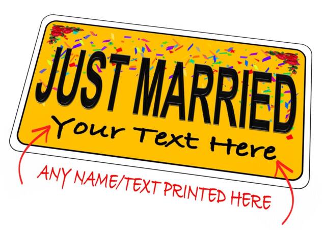 Just Married Novelty Number Plate Personalised Birthday Gift 15cm 29cm City