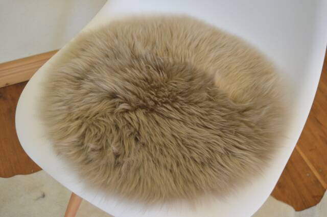 Seat Cover/Pad Made Out Of Natural Lambskin Sheepskin in The Colour Taupe - Grey/Brown 40cm - image 1