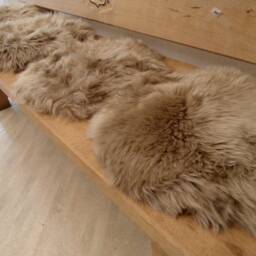 Seat Cover/Pad Made Out Of Natural Lambskin Sheepskin in The Colour Taupe - Grey/Brown 40cm - thumbnail 3