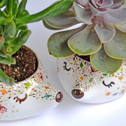 Mini Planter, Fall Decor, Woodland Nursery Kids Room Hedgehog Housewarming Gift, Animal Planter - thumbnail 4