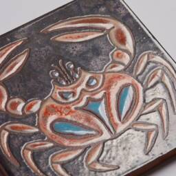 Crab Wall Art Ocean Handmade Ceramic Tile Sea Life Reef Lake House Decor Beach Bathroom Mirror Crustaceancore - thumbnail 2