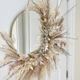Gold Pampas Grass Mirror Handmade Floral Wall Decor - thumbnail 4