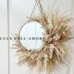 Gold Pampas Grass Mirror Handmade Floral Wall Decor - thumbnail 2