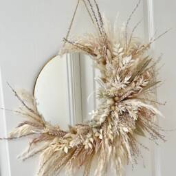 Gold Pampas Grass Mirror Handmade Floral Wall Decor - thumbnail 3