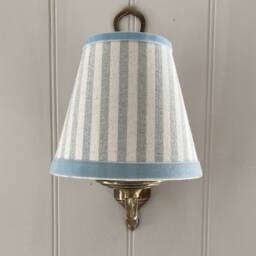 Cream & Duck Egg Stripe Luxury Candle Clip Lampshade. Bespoke. Handmade. Optional Velvet Trim. Wall Lights. Chandeliers - thumbnail 2