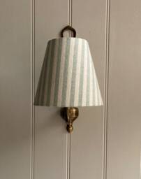 Cream & Duck Egg Stripe Luxury Candle Clip Lampshade. Bespoke. Handmade. Optional Velvet Trim. Wall Lights. Chandeliers