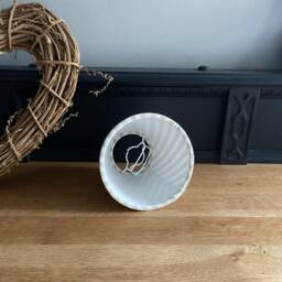 Cream & Duck Egg Stripe Luxury Candle Clip Lampshade. Bespoke. Handmade. Optional Velvet Trim. Wall Lights. Chandeliers - thumbnail 4