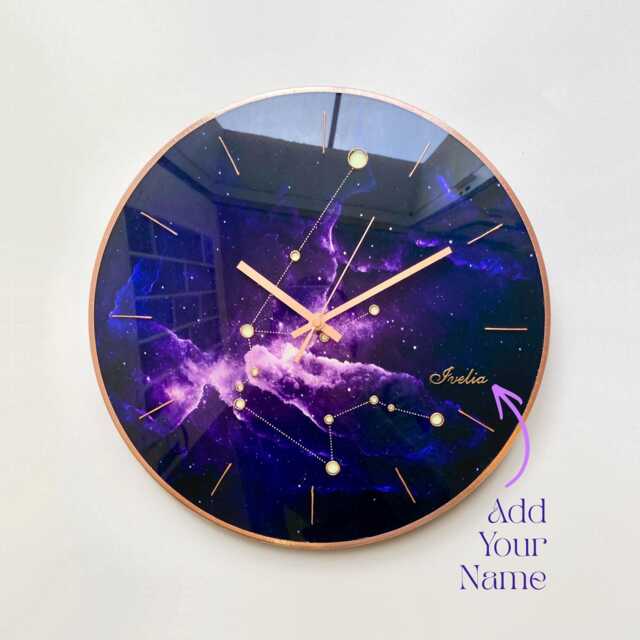 Aquarius Constellation Clock Glow in The Dark Celestial Astrology Art Decor - image 1