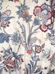 Floral Linen Panel in Designer Fabric Kaufmann Garden Denim, Denim, Blue Curtain, Drape, Pillow, Valence, Window Treatment - thumbnail 1