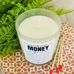Money - Wealth Prosperity Success Affirmation Positivity Candle Manifesting - Frosted Glass Jar - thumbnail 2