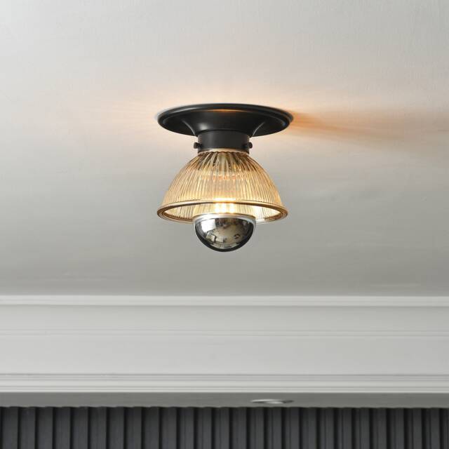 Black Ceiling Light With Tinted Glass Bowl Shade - Modern Bathroom Vanity & Hallway Lighting Mid Century Industrial Wall Sconce Bonnie - image 1