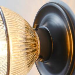 Black Ceiling Light With Tinted Glass Bowl Shade - Modern Bathroom Vanity & Hallway Lighting Mid Century Industrial Wall Sconce Bonnie - thumbnail 2