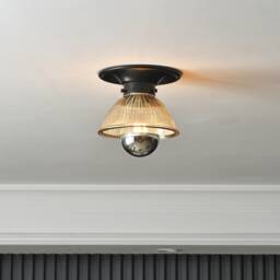 Black Ceiling Light With Tinted Glass Bowl Shade - Modern Bathroom Vanity & Hallway Lighting Mid Century Industrial Wall Sconce Bonnie
