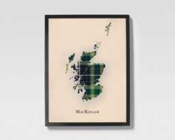 Clan Mackellar Scottish Tartan Map - Of Scotland Family Wall Decor, Ready To Hang - thumbnail 1