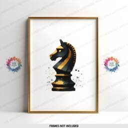 Golden Chess Print Set - Of 3 Boho Posters - Player Gift Watercolour Prints Home Decor Lover Wall Art - thumbnail 3