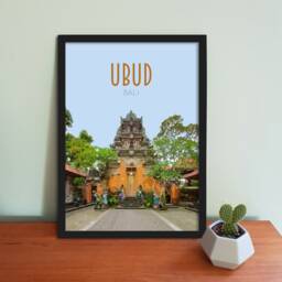 Ubud Travel Poster - Retro Vintage Style Indonesia Art Print, Artwork, Homeware, Bali Travel Print - thumbnail 1
