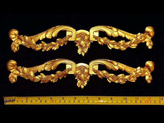 Pair Gilt Gold Or White French Style Decorative Onlay Applique Wall Furniture Moulding Pediment Plastic Decoration - image 1