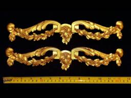 Pair Gilt Gold Or White French Style Decorative Onlay Applique Wall Furniture Moulding Pediment Plastic Decoration - thumbnail 1
