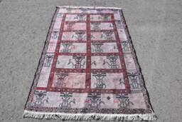 3.7x5.9 Ft Accent Kilim, Turkish Outdoor Rugs For Nursery, Pink Vintage Kitchen Kilim - thumbnail 1