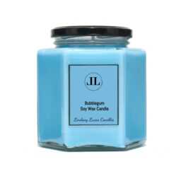 Bubblegum Scented Soy Wax Candle, Sweet Fruity Blue Candles Strong Smelling - thumbnail 1