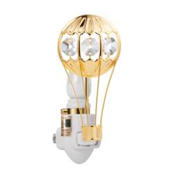 24K Gold Plated Hot Air Balloon Handcrafted Luxury Night Light Decorated Swarovski Crystals Bedroom Bathroom Kids Room Premium Gift Decor