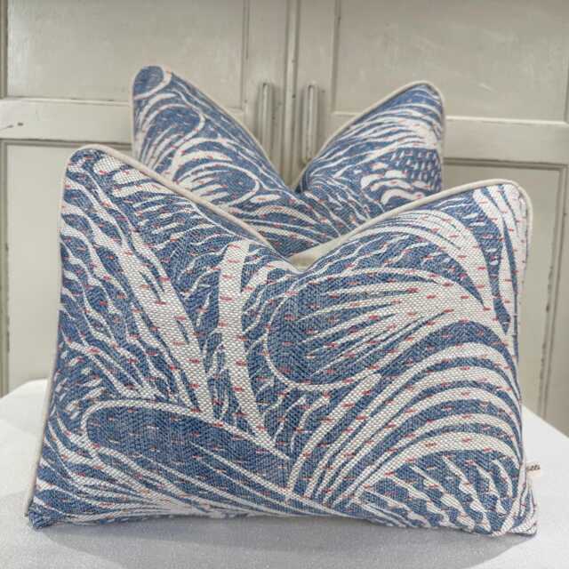 Cushions Made in Fermoie Savernake Fabric Designer Decorative Rich Blue Linen Cushion Pillow Throw Cover - image 1