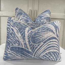 Cushions Made in Fermoie Savernake Fabric Designer Decorative Rich Blue Linen Cushion Pillow Throw Cover - thumbnail 1