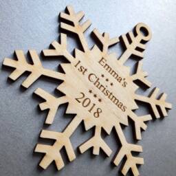 Personalised Wooden First Christmas Tree Decoration Bauble Gifts Present Baby - thumbnail 3