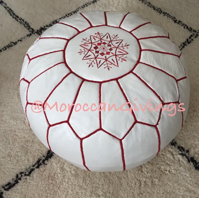 Moroccan Pouf/Floor Cushions Footstool Berber Pouf Ottoman Leather Stuffed - image 1