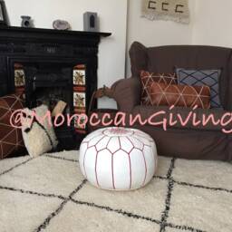Moroccan Pouf/Floor Cushions Footstool Berber Pouf Ottoman Leather Stuffed - thumbnail 3