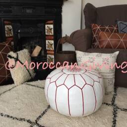 Moroccan Pouf/Floor Cushions Footstool Berber Pouf Ottoman Leather Stuffed - thumbnail 2