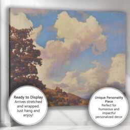 Autumn Woodland Cloudscape Scenic Landscape Painting Canvas Wall Art Print Decor Picture Ready To Hang - thumbnail 3