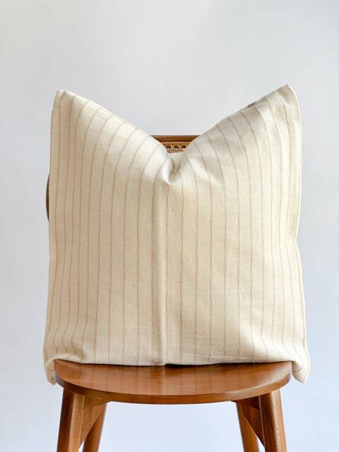 Vintage Hmong Hemp Pillow Neutral Striped Lumbar Throw - image 1