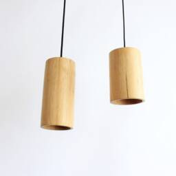 Pendant Light Natural Wood, Dining Farmhouse Flush Mount Ceiling Light, Hand Carved Organic Lamp Shade - thumbnail 2