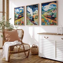 Set Of 3 Train Print, Wall Art, Steam Poster, Boys Room Kids Decor, Playroom Decor - thumbnail 3