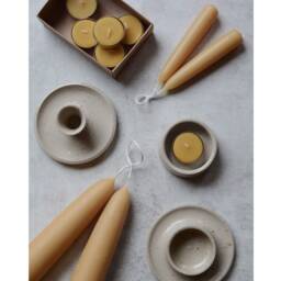 Handmade Ceramic Candle Holder, Candlestick For Dinner Candles, Natural Glaze Clay - thumbnail 3