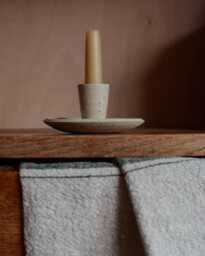 Handmade Ceramic Candle Holder, Candlestick For Dinner Candles, Natural Glaze Clay