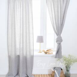 Tab Top Linen Curtain Panel, Extra Wide Drape, Custom Curtain, Semi Sheer Curtains For Bedroom, Drape Living Room - 1 Panel - thumbnail 2